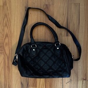 Quilted Black Women's Satchel with Adjustable Crossbody Strap